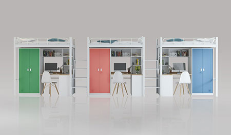 三连3人位-中梯-学生宿舍组合公寓床